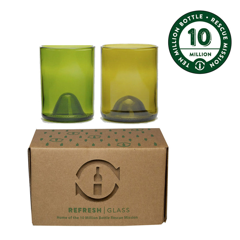 Set of 2 Mixed Color Glass Gift Set - 12 oz