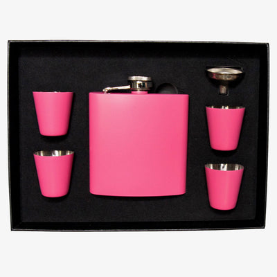 Personalized Gift Box Set Pink Flask & Shot Glass