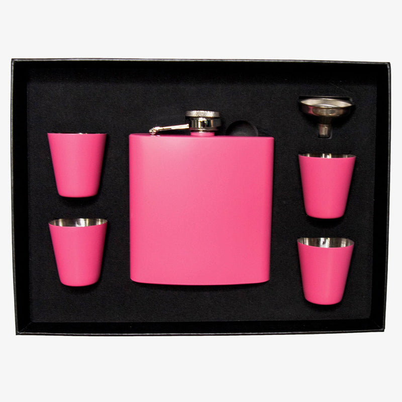 Personalized Gift Box Set Pink Flask & Shot Glass