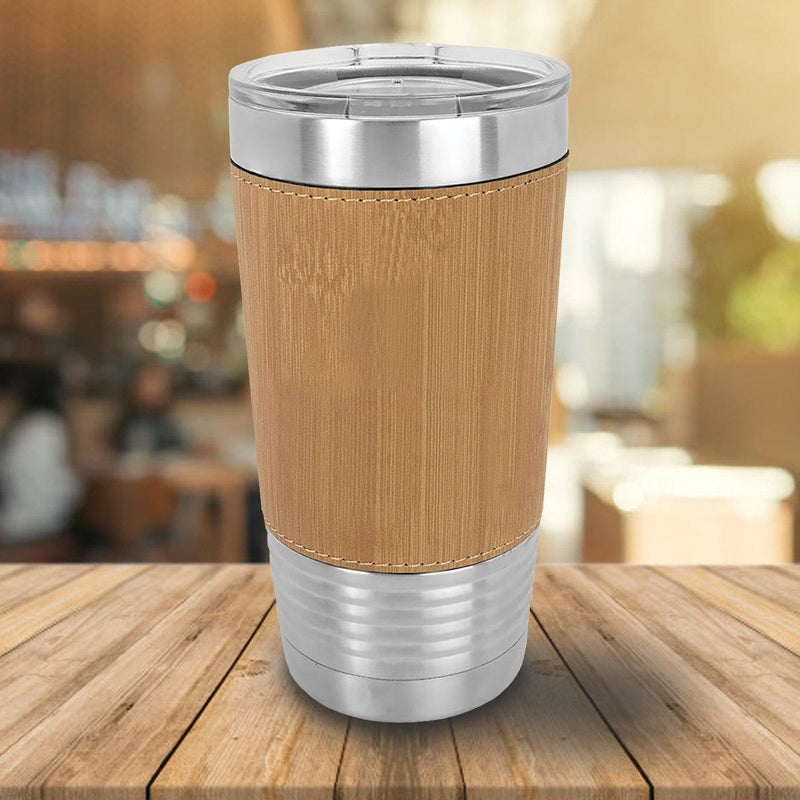 Personalized Bamboo Leather-Wrapped 20oz. Tumbler