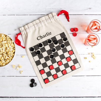 Personalized Checkers Game in a Bag -  - Wingpress Designs