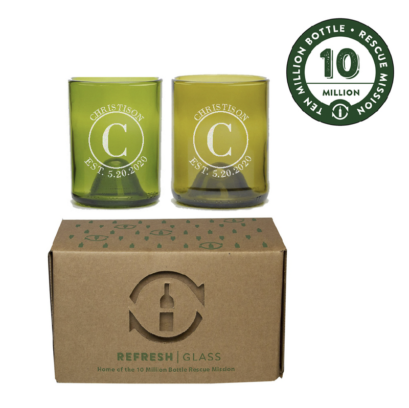 Set of 2 Mixed Color Glass Gift Set - 12 oz