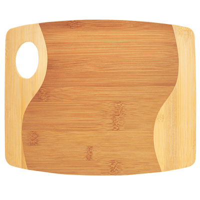 Personalized 9x11 Bamboo Two Tone Cutting Board with Handle
