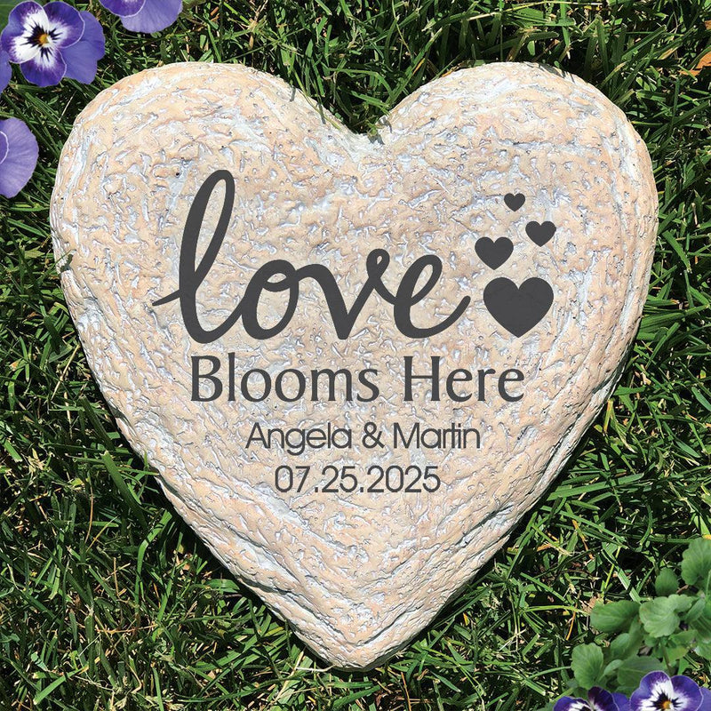 Personalized Blooms Here- Large Heart Shaped Garden Stone - - Gifts For You Now