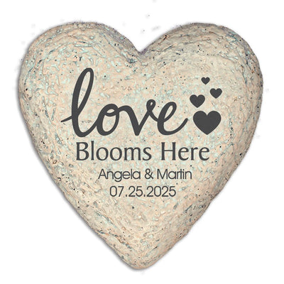 Personalized Blooms Here- Large Heart Shaped Garden Stone - - Gifts For You Now