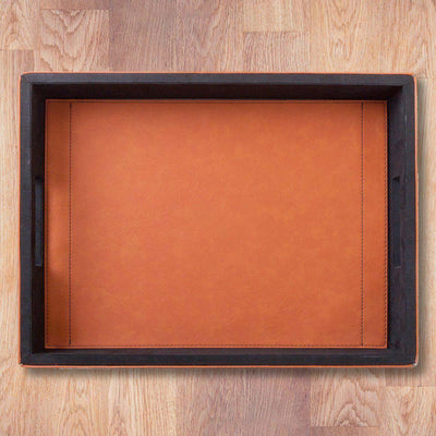 Personalized Brown Vegan Leather Serving Tray