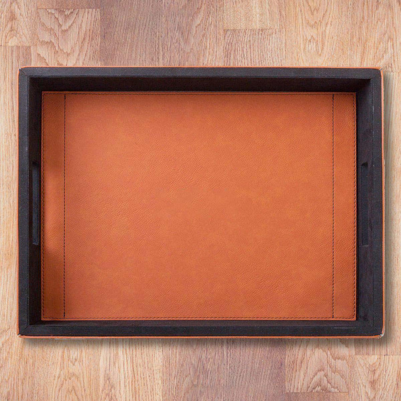Personalized Brown Vegan Leather Serving Tray