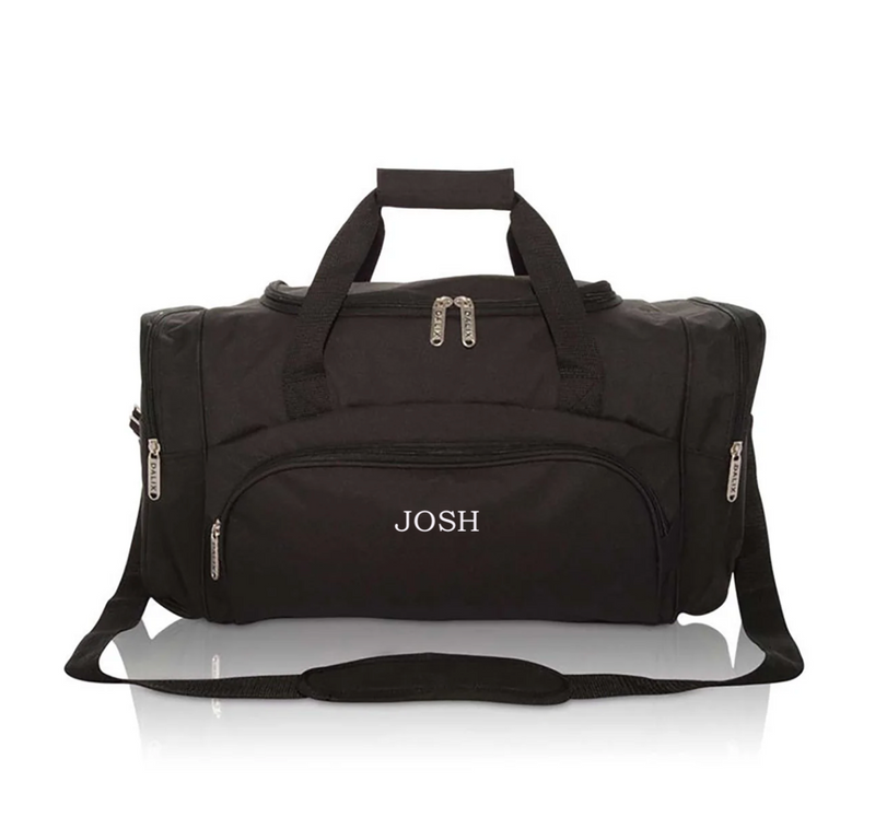 Personalized Voyager Black Duffel Bag