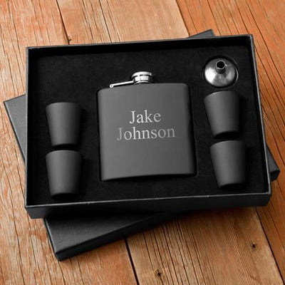 Personalized Stainless Steel Flask Set