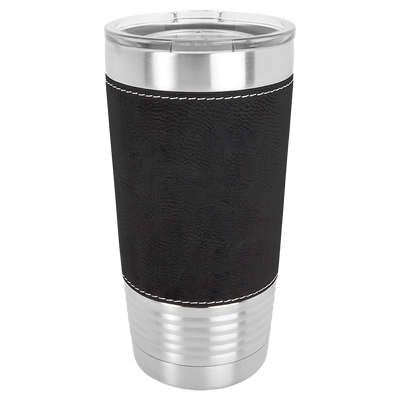 Personalized Black Leather-Wrapped 20oz. Travel Mug