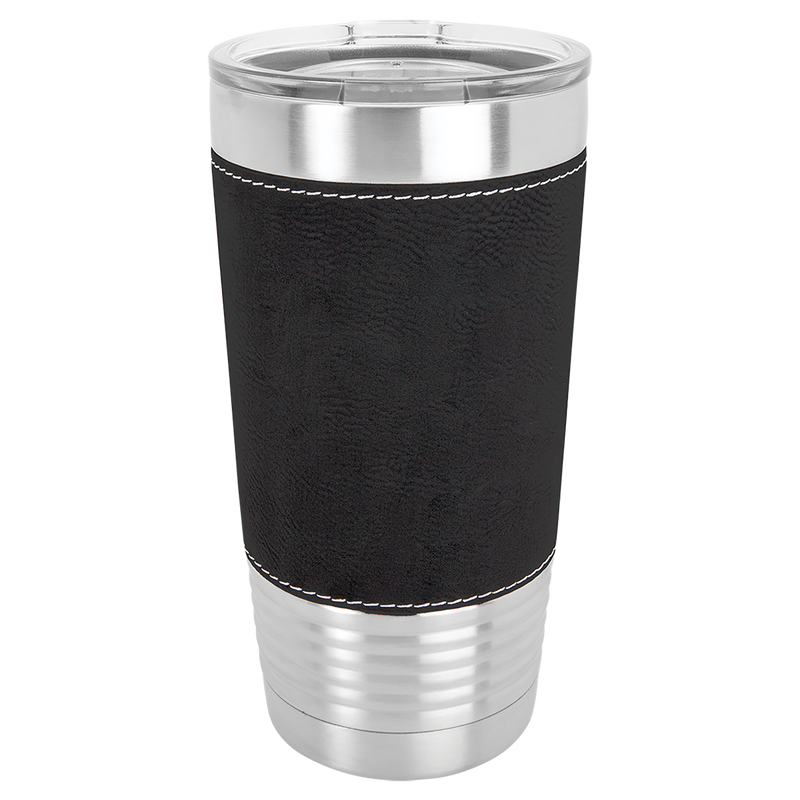 Personalized Black Leather-Wrapped 20oz. Travel Mug