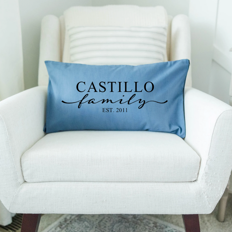 Personalized Family Names Lumbar Throw Pillow Covers - 5 Colors