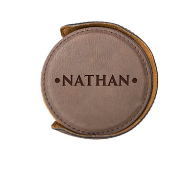 Personalized Dark Brown Round Coaster Set