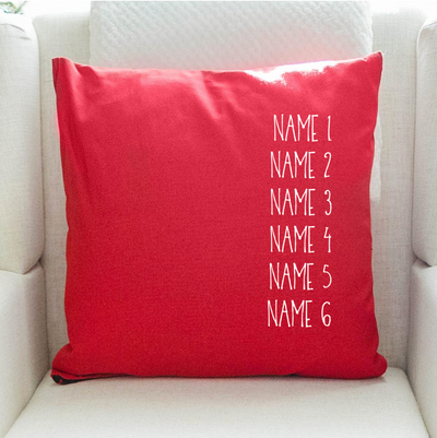 Personalized Family Names Colored Throw Pillow Covers