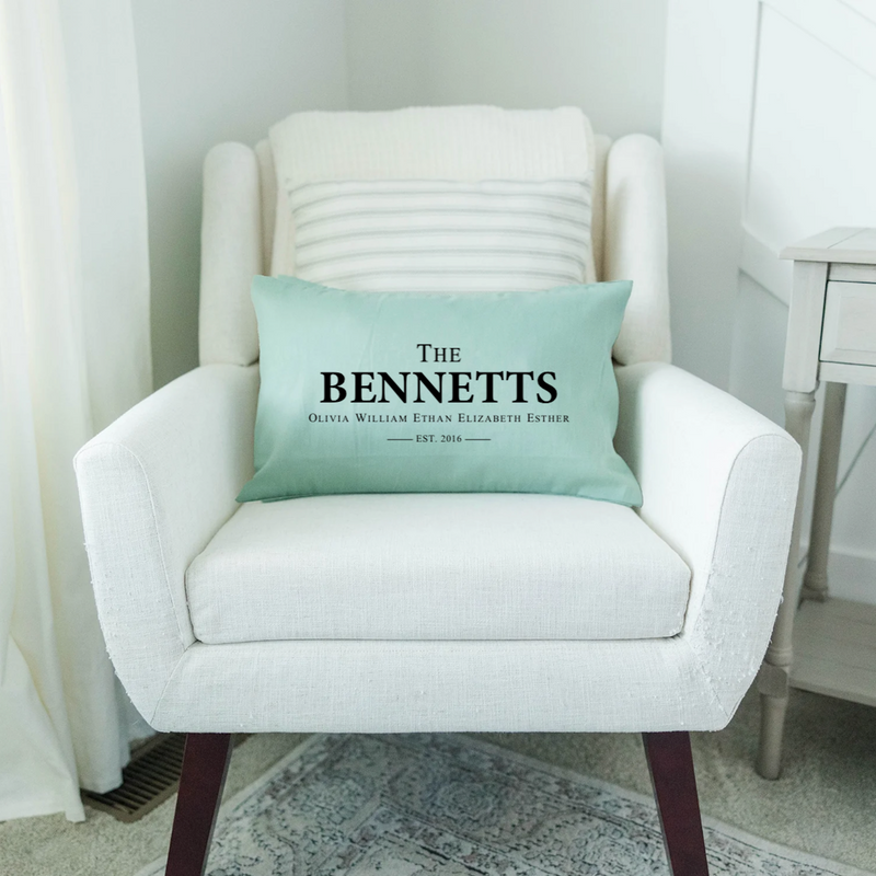 Personalized Family Names Lumbar Throw Pillow Covers - 5 Colors