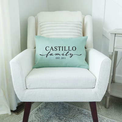 Personalized Family Names Lumbar Throw Pillow Covers - 5 Colors