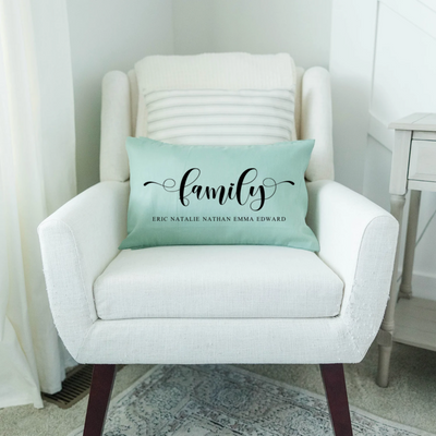 Personalized Family Names Lumbar Throw Pillow Covers - 5 Colors