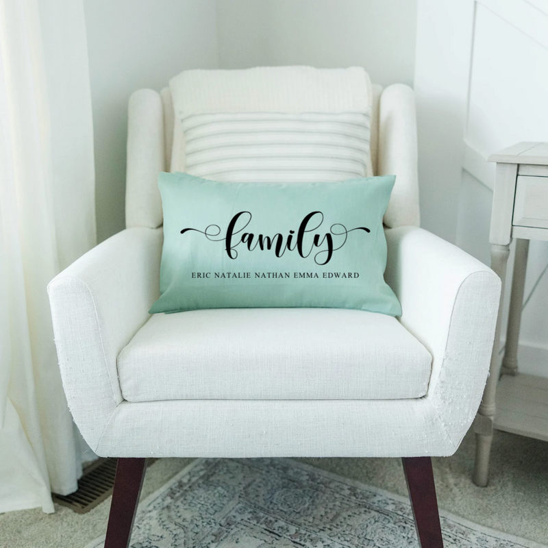 Personalized Family Names Lumbar Throw Pillow Covers - 5 Colors