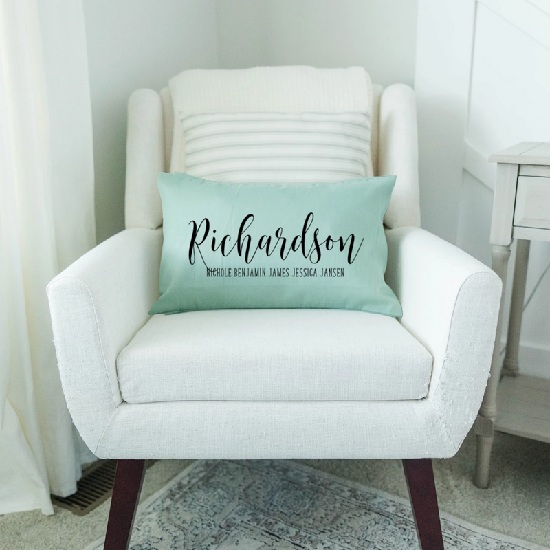 Personalized Family Names Lumbar Throw Pillow Covers - 5 Colors