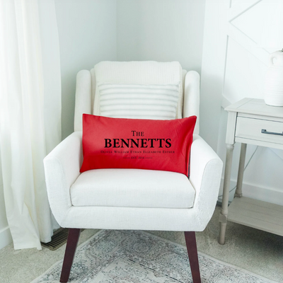 Personalized Family Names Lumbar Throw Pillow Covers - 5 Colors