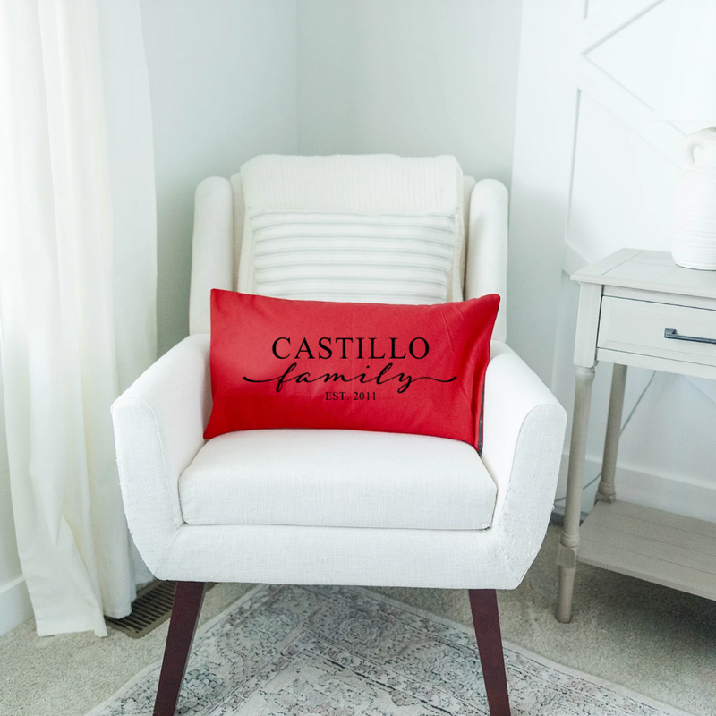 Personalized Family Names Lumbar Throw Pillow Covers - 5 Colors