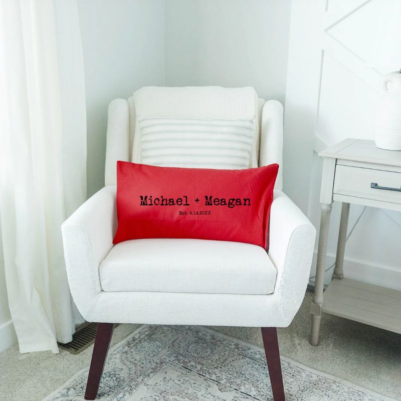 Personalized Family Names Lumbar Throw Pillow Covers - 5 Colors
