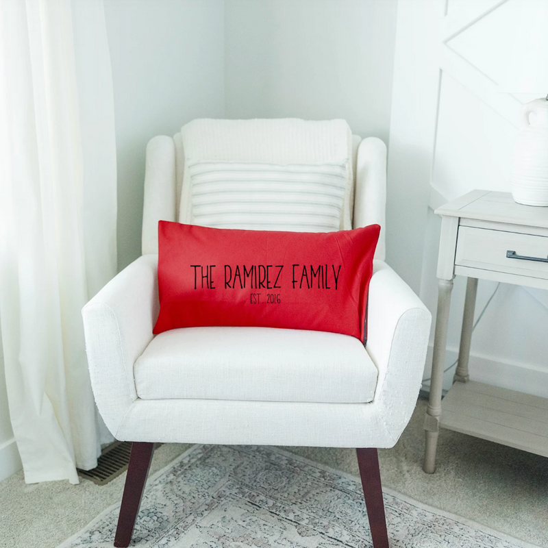 Personalized Family Names Lumbar Throw Pillow Covers - 5 Colors