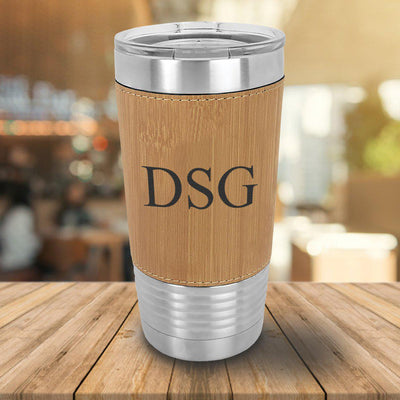 Personalized Bamboo Leather-Wrapped 20oz. Tumbler