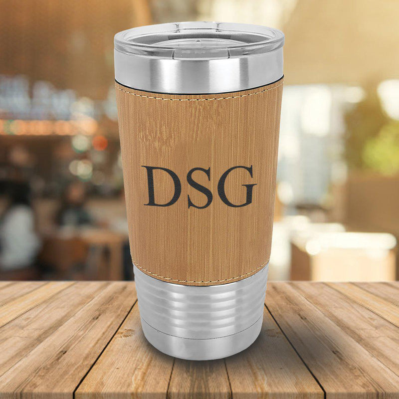 Personalized Bamboo Leather-Wrapped 20oz. Tumbler