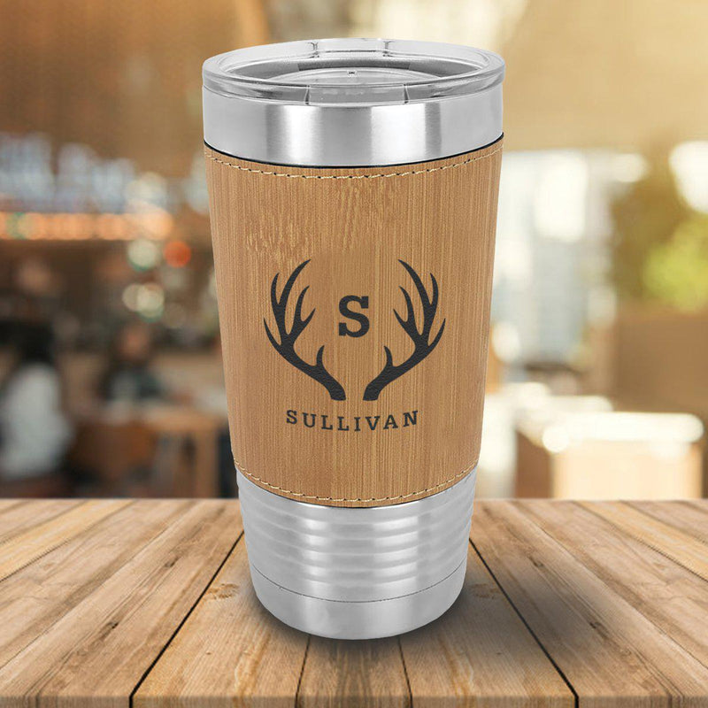 Personalized Bamboo Leather-Wrapped 20oz. Tumbler