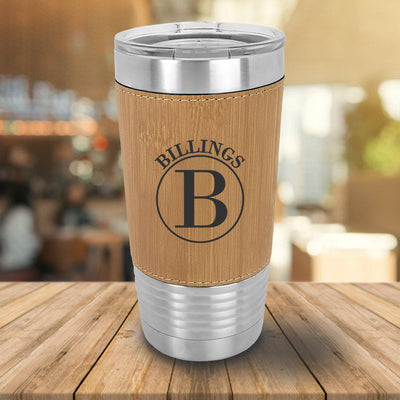 Personalized Bamboo Leather-Wrapped 20oz. Tumbler