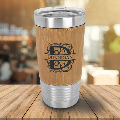 Personalized Bamboo Leather-Wrapped 20oz. Tumbler