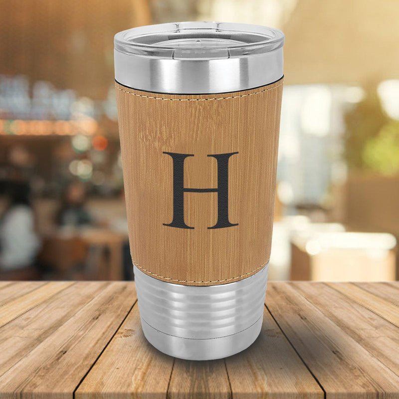 Personalized Bamboo Leather-Wrapped 20oz. Tumbler
