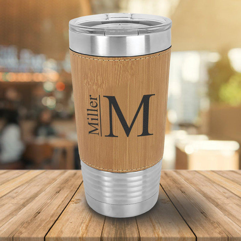 Personalized Bamboo Leather-Wrapped 20oz. Tumbler