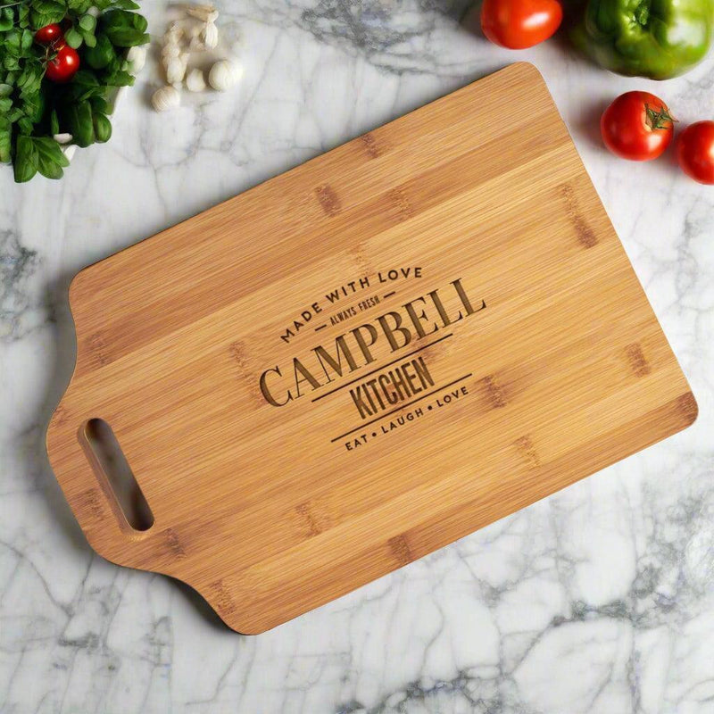 Personalized 10.25x15 Bamboo Cutting Board with Handle