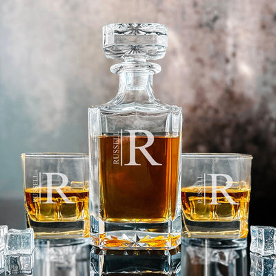 Personalized Square Decanter Set - Modern - Lazerworx