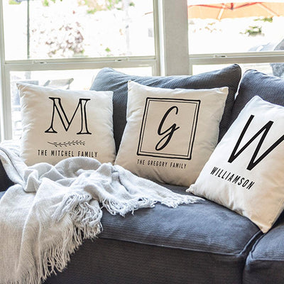 Monogram Throw Pillow Covers -  - Wingpress Designs