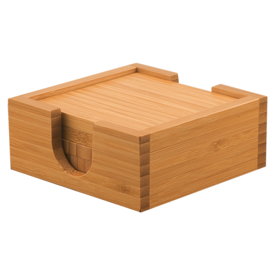 United Mortgage Corp - Personalized Bamboo Coasters - Set of 4 - Includes a Holder