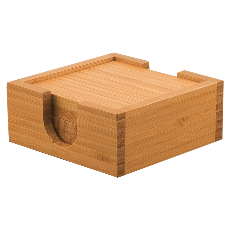United Mortgage Corp - Personalized Bamboo Coasters - Set of 4 - Includes a Holder