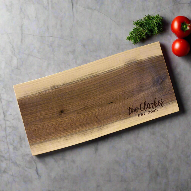 Personalized Black Walnut Cutting and Charcuterie Board