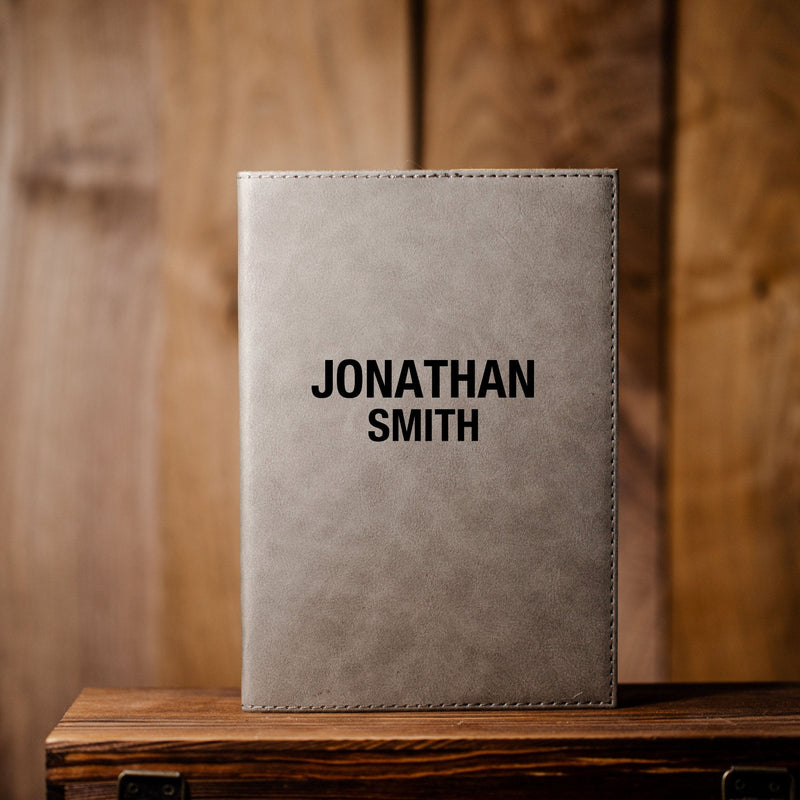Personalized Grey Vegan Leather Journals -  - Completeful