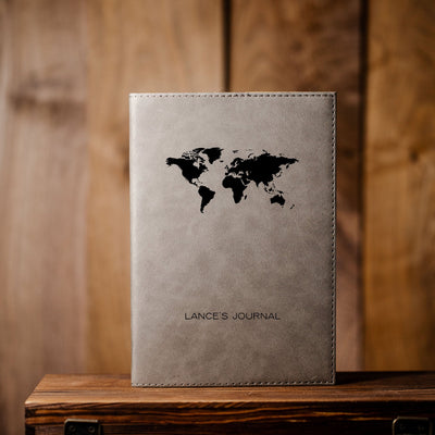 Personalized Grey Vegan Leather Journals -  - Completeful