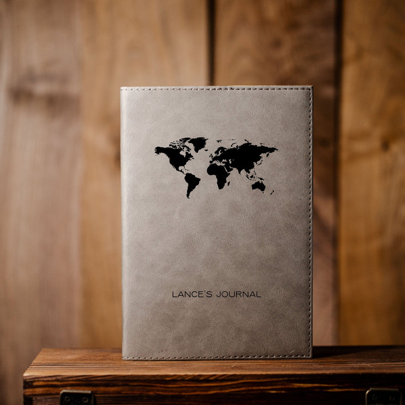 Personalized Grey Vegan Leather Journals -  - Completeful