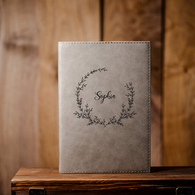 Personalized Grey Vegan Leather Journals -  - Completeful