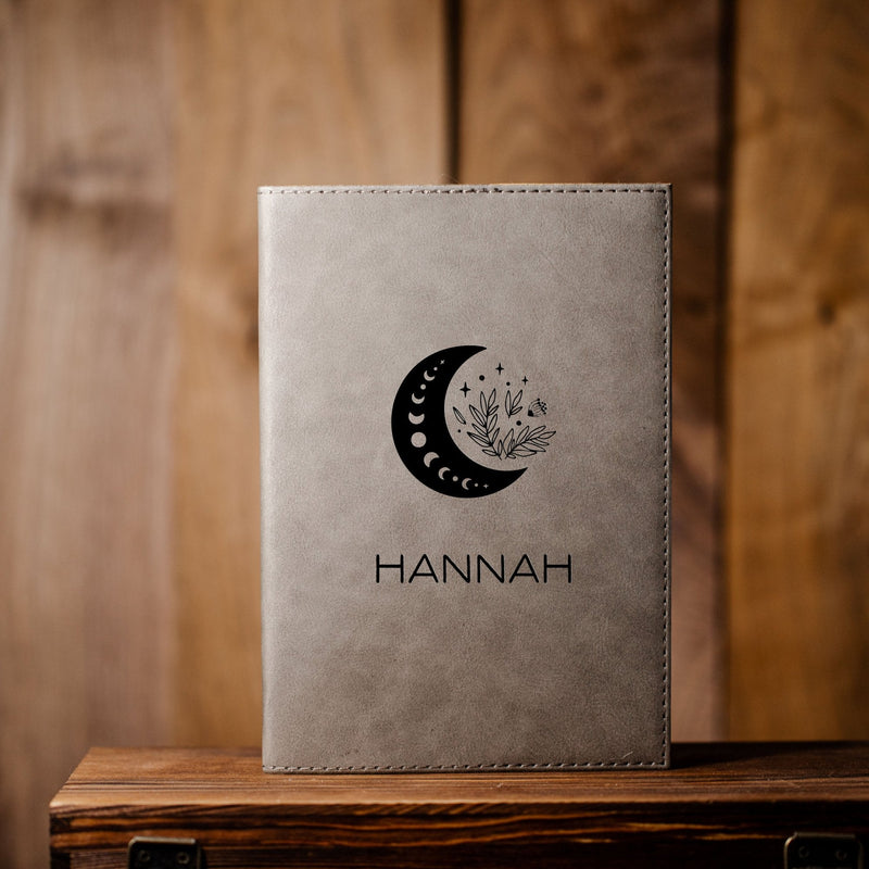 Personalized Grey Vegan Leather Journals -  - Completeful