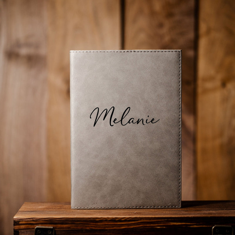 Personalized Grey Vegan Leather Journals -  - Completeful