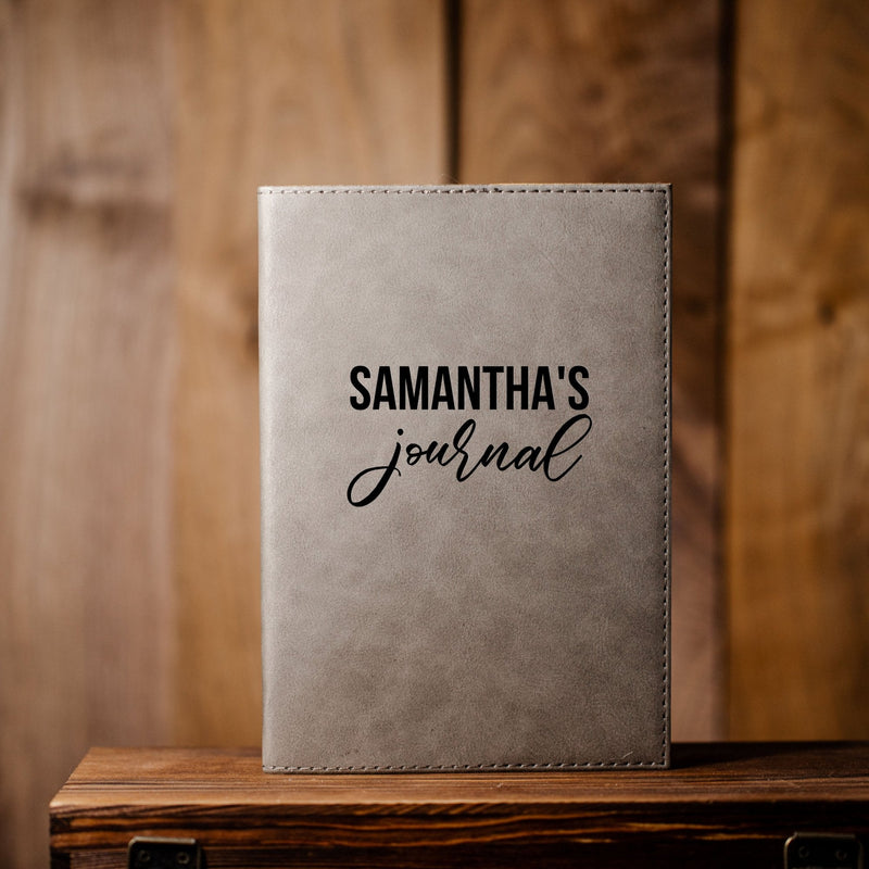 Personalized Grey Vegan Leather Journals -  - Completeful