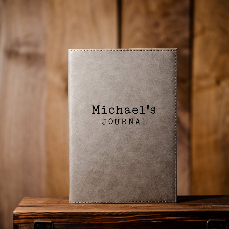 Personalized Grey Vegan Leather Journals -  - Completeful