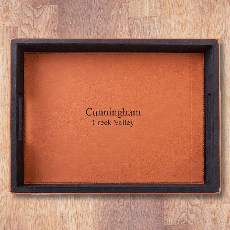 Personalized Brown Vegan Leather Serving Tray