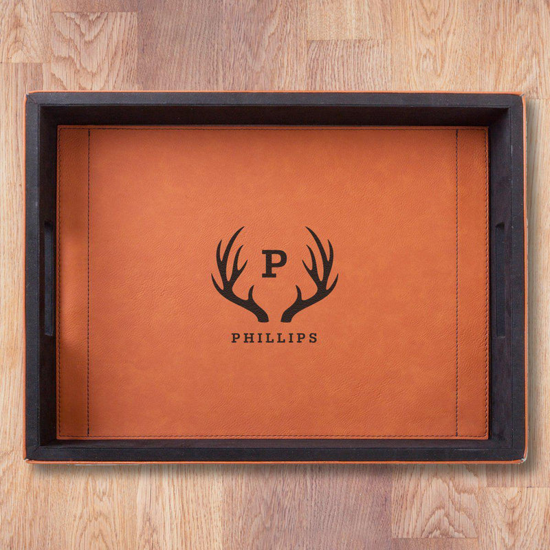 Personalized Brown Vegan Leather Serving Tray